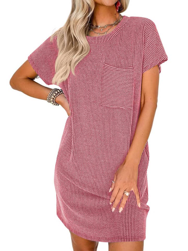 Lovesoft – Großhandel Kleid – Damen – Sommerliches lässiges T-Shirt-Kleid mit kurzen Ärmeln (mit Taschen)15