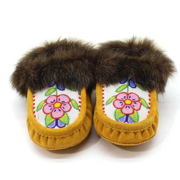 Mocasines de cuero auténtico con cuentas | Pink Flower para venta al por mayor de OnlyViking