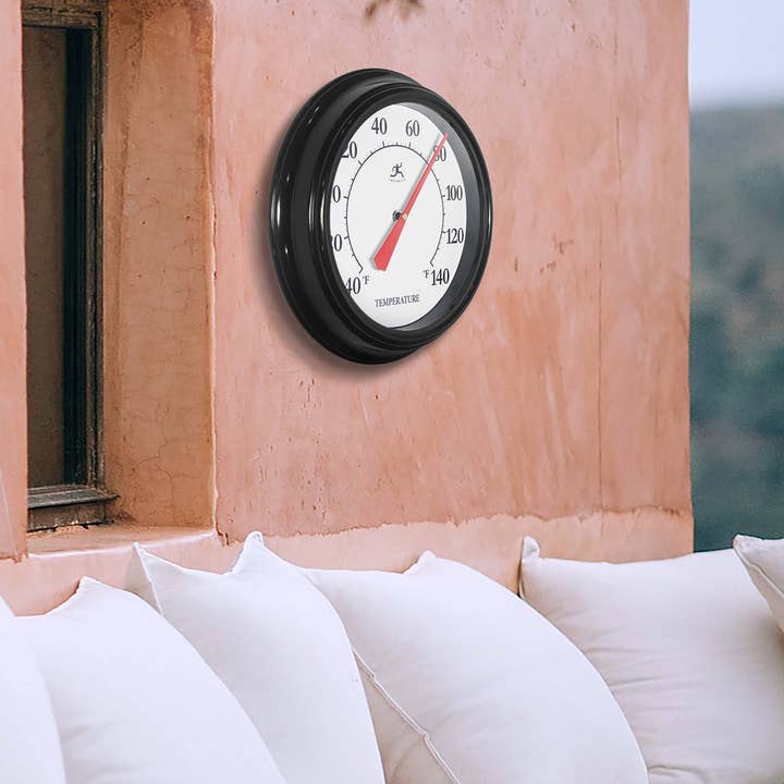 Infinity Instruments - Wholesale Thermometer - Essential Black Indoor/Outdoor Wall Thermometer 12 Inch