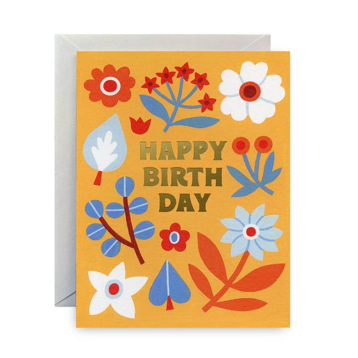 Yellow Happy Birthday Card for wholesale by Molly Egan
