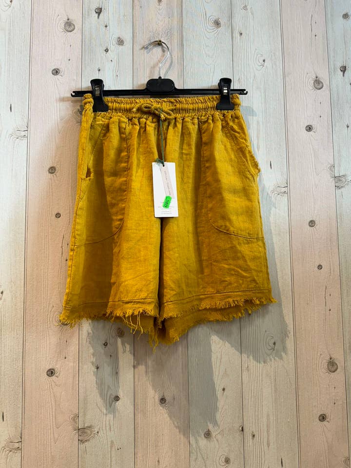 Linen & More - Vendita all'ingrosso Pantaloncini - Donna - REF 6261 PANTALONCINI IN LINO CON FRANGE E DUE TASCHE 100% LINO3