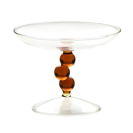 "Bulle" Dessert Stand – Amber Stem, Borosilicate Glass for wholesale by TUTU Home