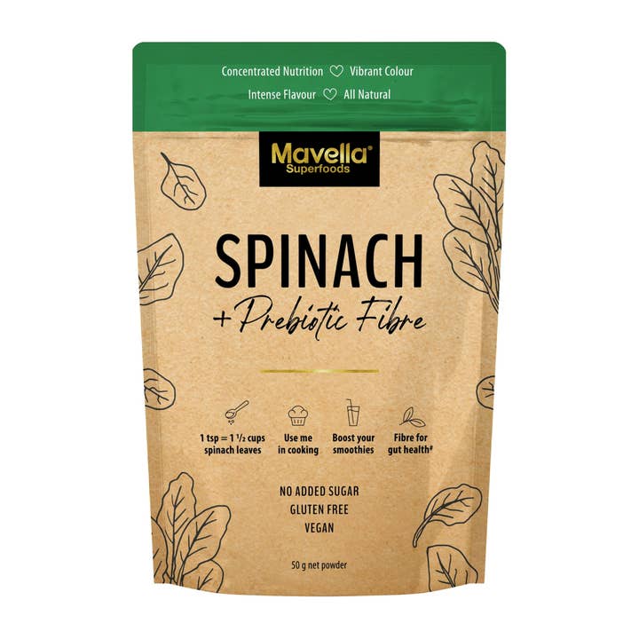 Mavella – Proteína/Superalimento em pó por atacado – Pó de Espinafre com Fibra Pré-biótica 50g