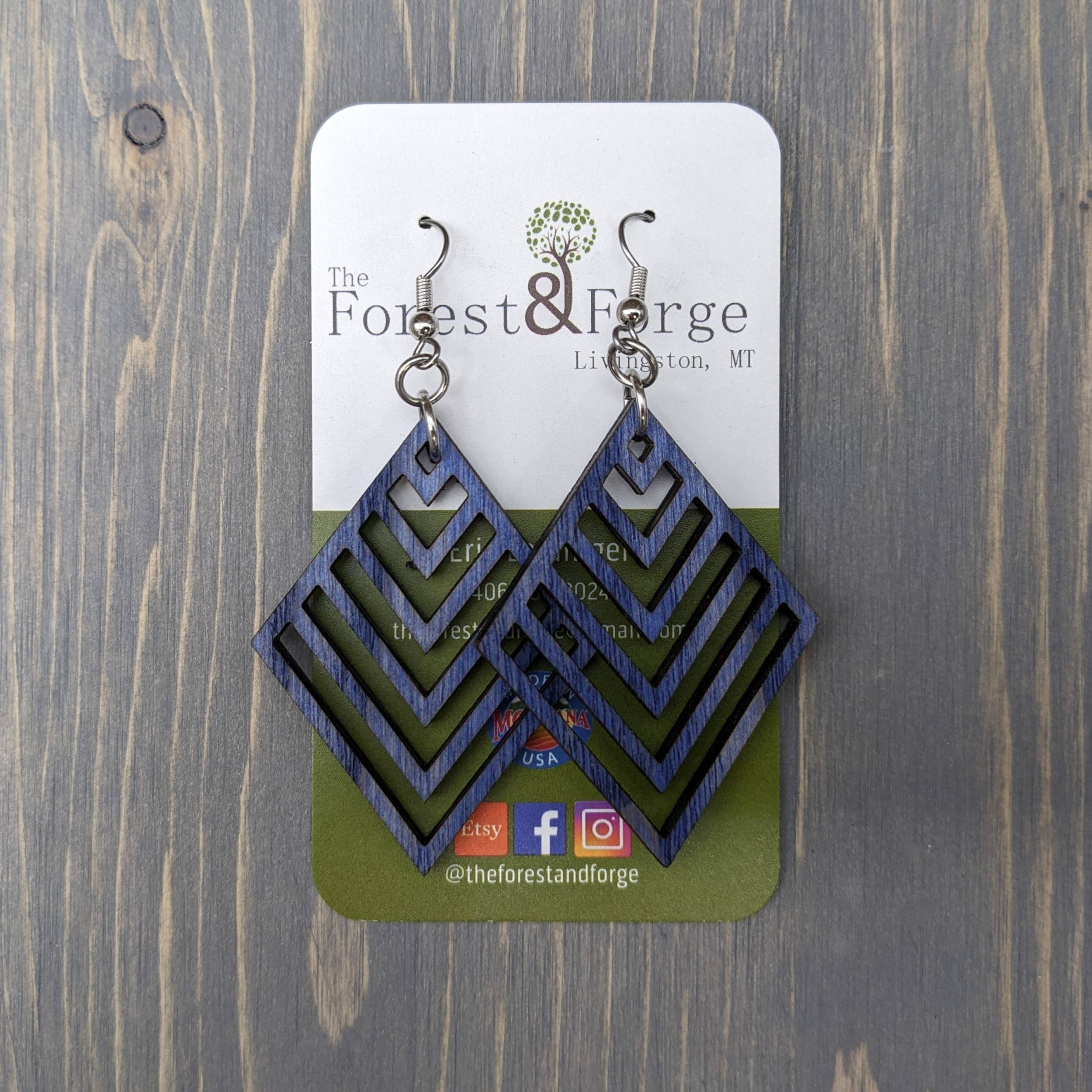 The Forest and Forge - Wholesale Dangle Earrings - Diamond Leaf Wood Earrings3