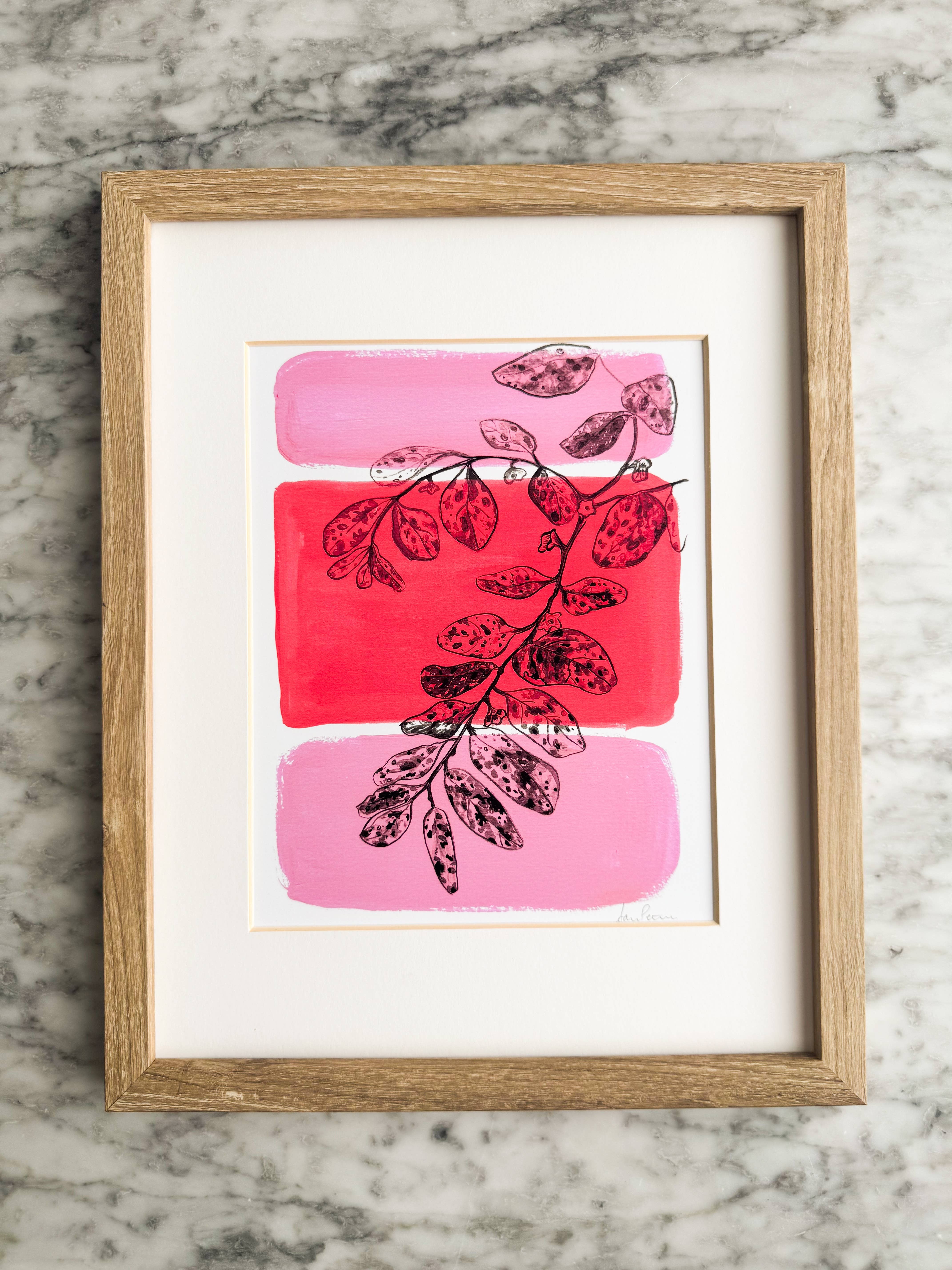 Sara Elands Peterman - Wholesale Art Print - "Speckled Plant with Pink" Giclée Print - 8"x10"2