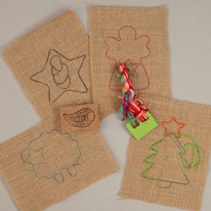 Folclore Crafts - Vendita all'ingrosso Attrezzatura per ricamo/punto croce - Kit da ricamo in juta per principianti - Natale
