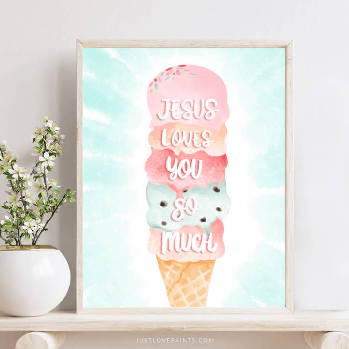 Jesus Loves You So Much 8x10 Print for wholesale by Just Love Prints - Catholic Stickers & Gifts