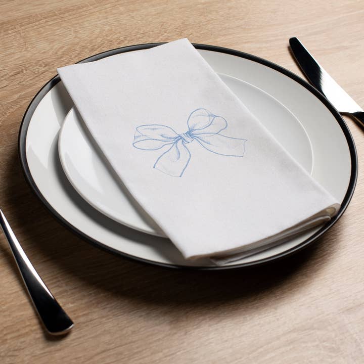 Mesh Bow Blue - Printed Guest Towel for wholesale by Altoonastore