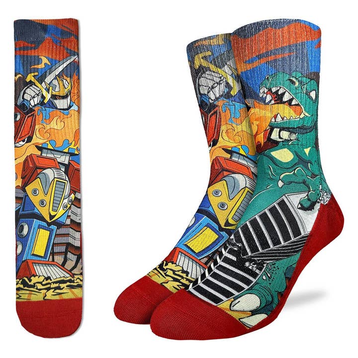 Men's Lizard vs Robot Socks for wholesale by Good Luck Sock