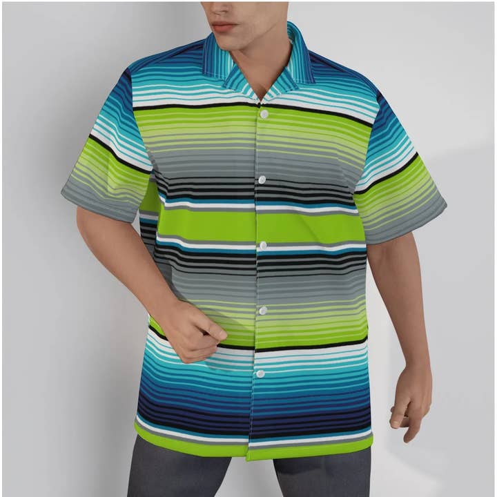 Baja Serape Mens Hawaiian Shirt With Button Closure for wholesale by Hi Octane | SilverBotanica