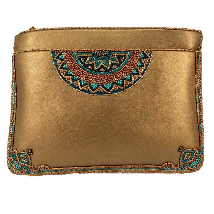 Mary Frances Accessories - Wholesale Crossbody Bag - Women's - New Day Beaded Mosaic Themed Crossbody Leather Handbag