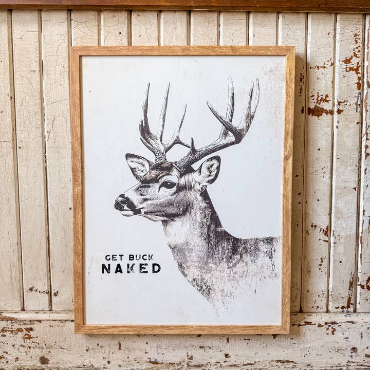 Get Buck Naked Vintage Deer Wall Art for wholesale by WillowBee Signs & Designs