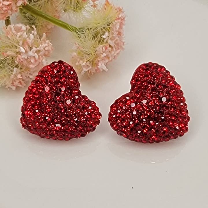 RED HEART POST EARRINGS. for wholesale by BETTYOH INC