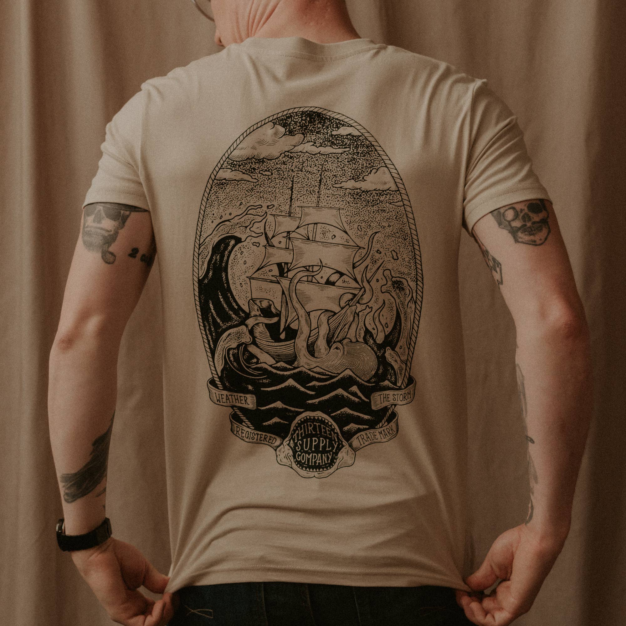 Thirteen Supply Co – wholesale Screen printed t-shirt – unisex – WEATHER THE STORM - SHORT SLEEVE UNISEX T-SHIRT