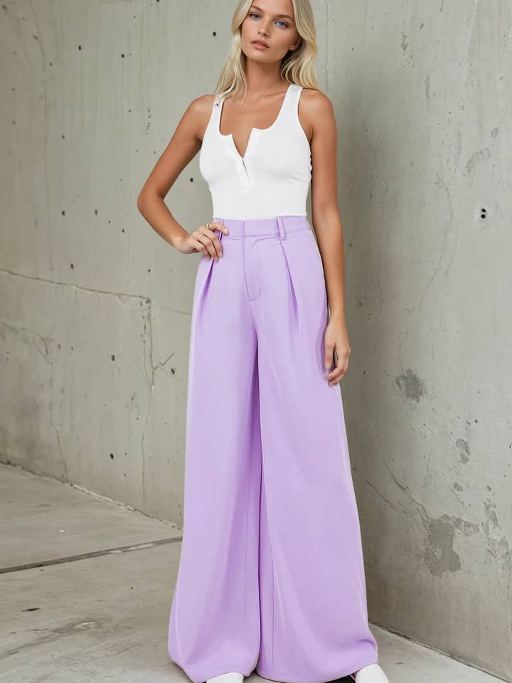 PANTALONES CASUALES DE PIERNA ANCHA W2315PIB para venta al por mayor de WISTERIA LANE