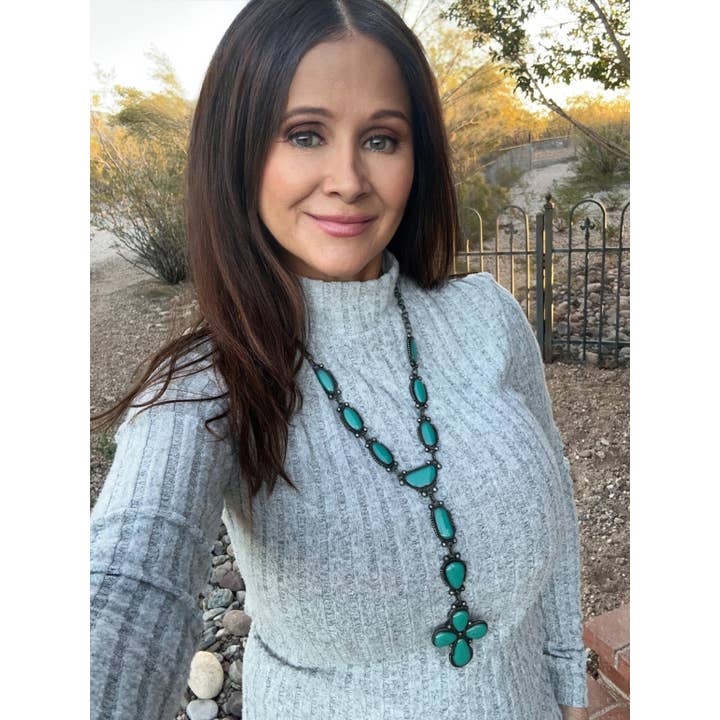 Nizhonitradersllc - Wholesale Pendant/charm necklace - Turquoise Tree Sap Cross Necklace1