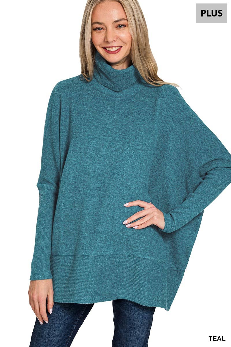 42POPS – wholesale Pullovertröja - Dam – .....1014 Plus Borstad Melange Hacci Polotröja SI-2678810