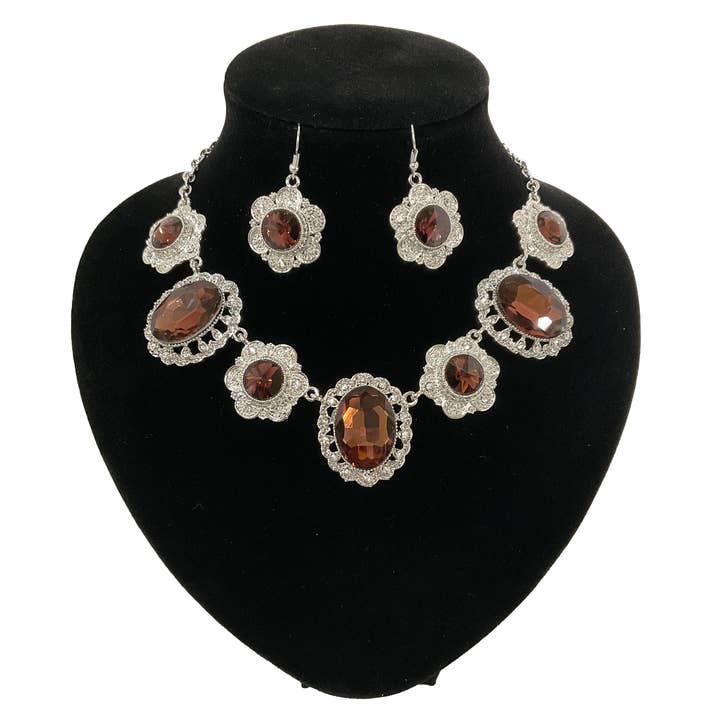 Rhinestone Necklace and Earrings Set#28-11231TP for wholesale by Astoria Gift Corporation