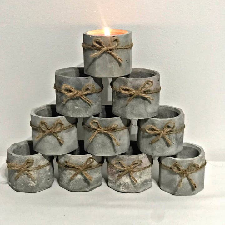 Luxdecor6 – wholesale Candle holder – 12pcs Handmade Eco Friendly Empty Candle Vessels Jars Grey