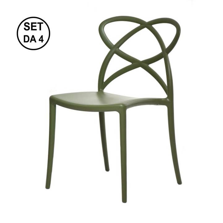 KONTE.DESIGN Ensemble de 4 chaises LONG ISLAND en polypropylène vert pour la vente par Konte.Design