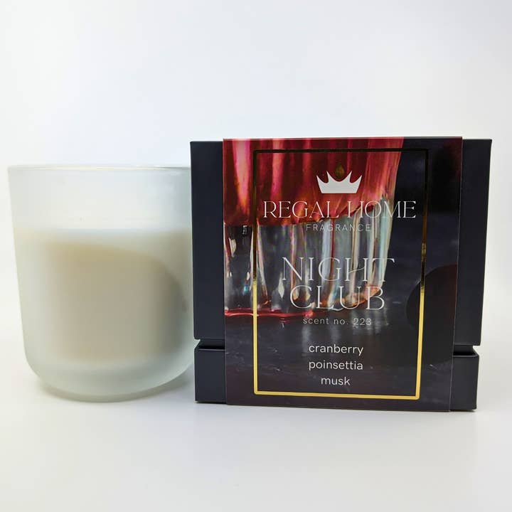 Night Club Candle - syrligt tranbär, julstjärna och mysk för wholesale av Noble Crown Fragrances