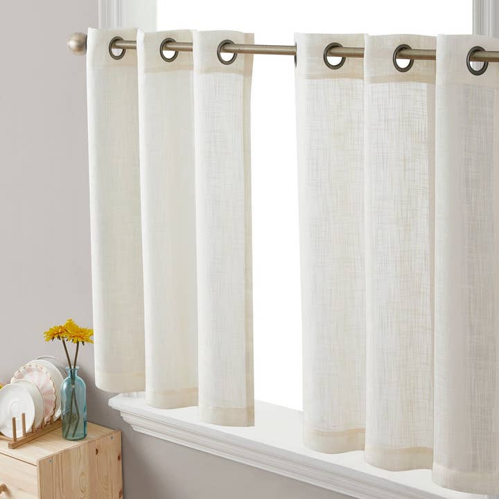 Abbey Faux Linen Grommet Cafe Tiers for wholesale by HLC.me