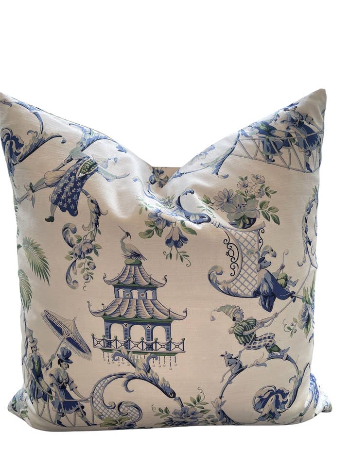Fiona Toile Throw Pillow with Feather Insert for wholesale by Dahlia & Grace pillows