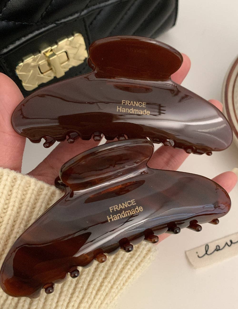 Dipped Shop - Vendita all'ingrosso Fermaglio per capelli - Donna - Clip ad artiglio a pois color caramello floreale DPJC48