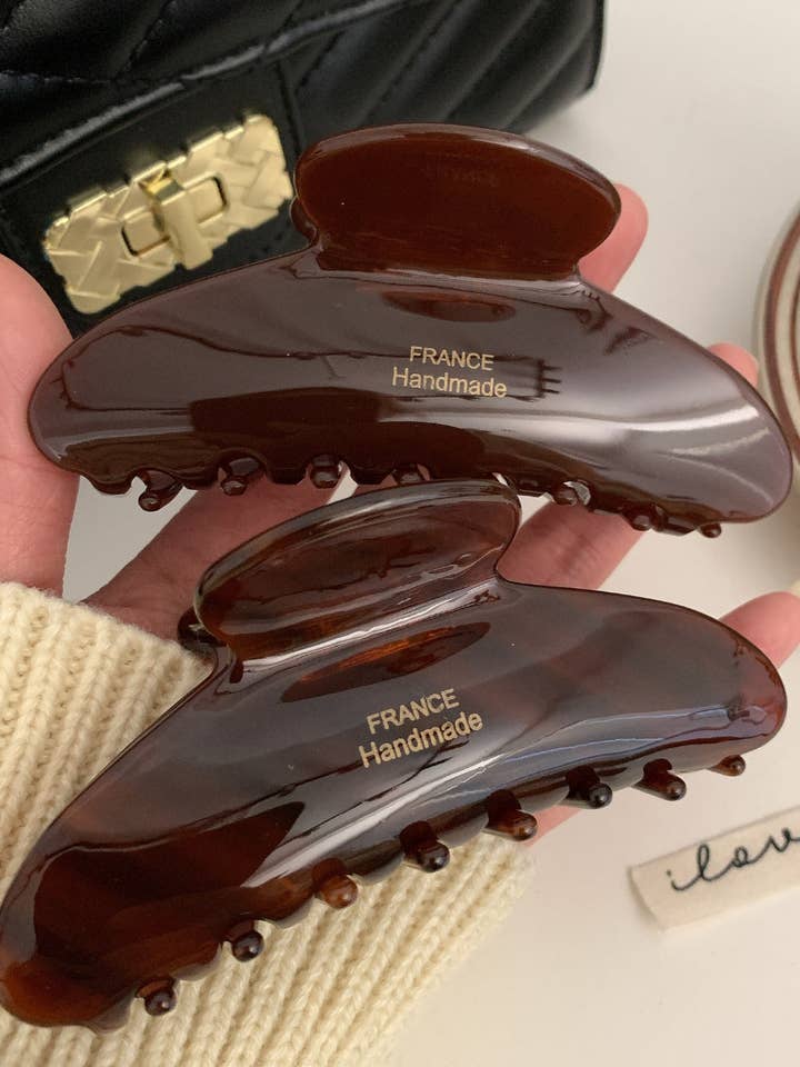 Floral Caramel Polka Dot Claw Clip DPJC4 for wholesale by Dipped Shop