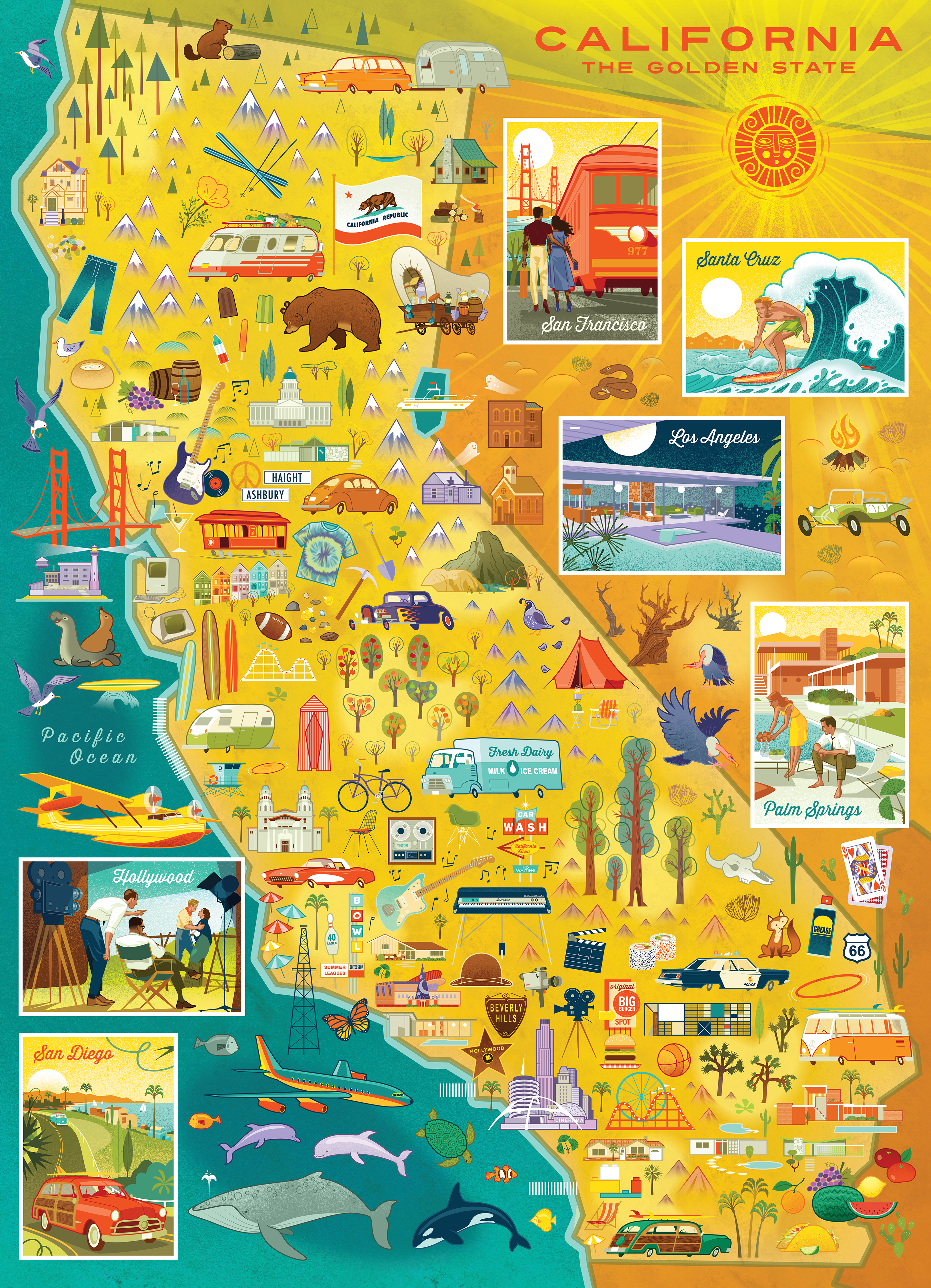 Blue Lobster Puzzles - Wholesale Puzzle - Kids - California: The Golden State 100 Pc Puzzle1