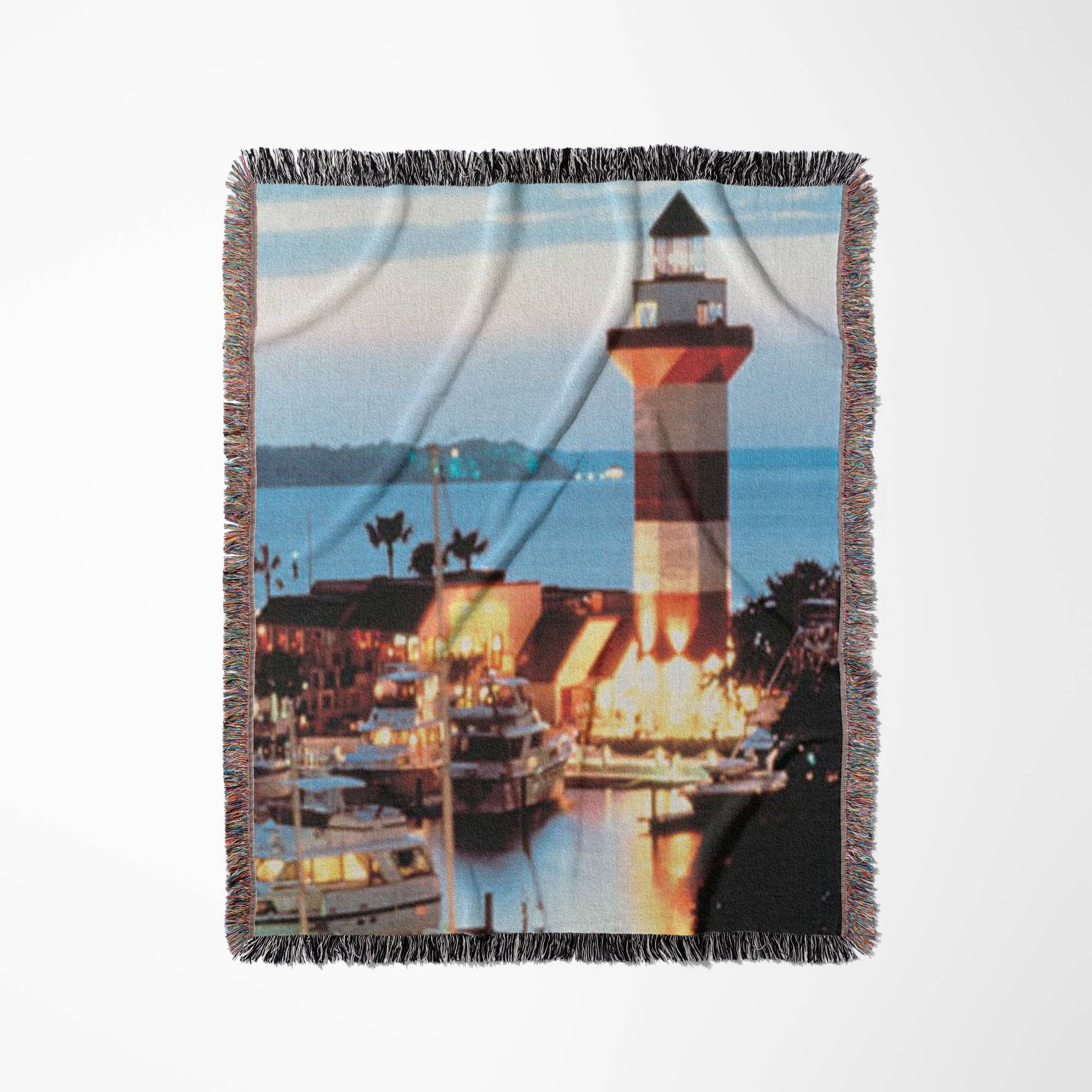 3dRose - Vendita all'ingrosso Plaid - 3dRose, Faro di Harbour Town a Hilton Head Island al tramonto, Coperta