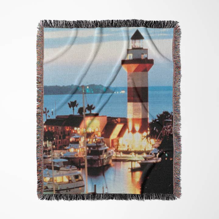 3dRose - Vendita all'ingrosso Plaid - 3dRose, Faro di Harbour Town a Hilton Head Island al tramonto, Coperta0