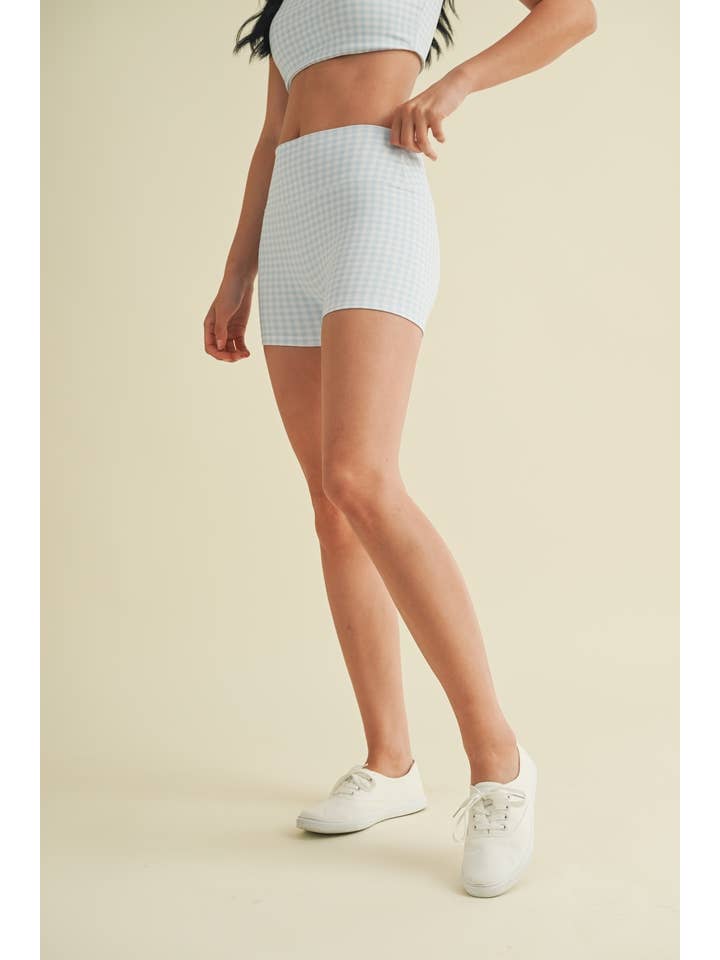 KIMBERLY C - Wholesale Athletic Shorts - Women's - Gingham Print Mid-Rise Mini Shorts38