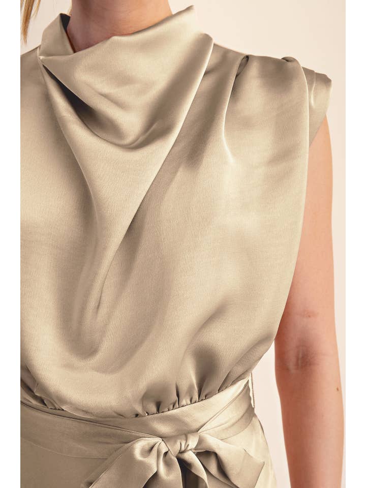 Glam - Wholesale Dress - Women's - Cowl Neck Midi Dress3