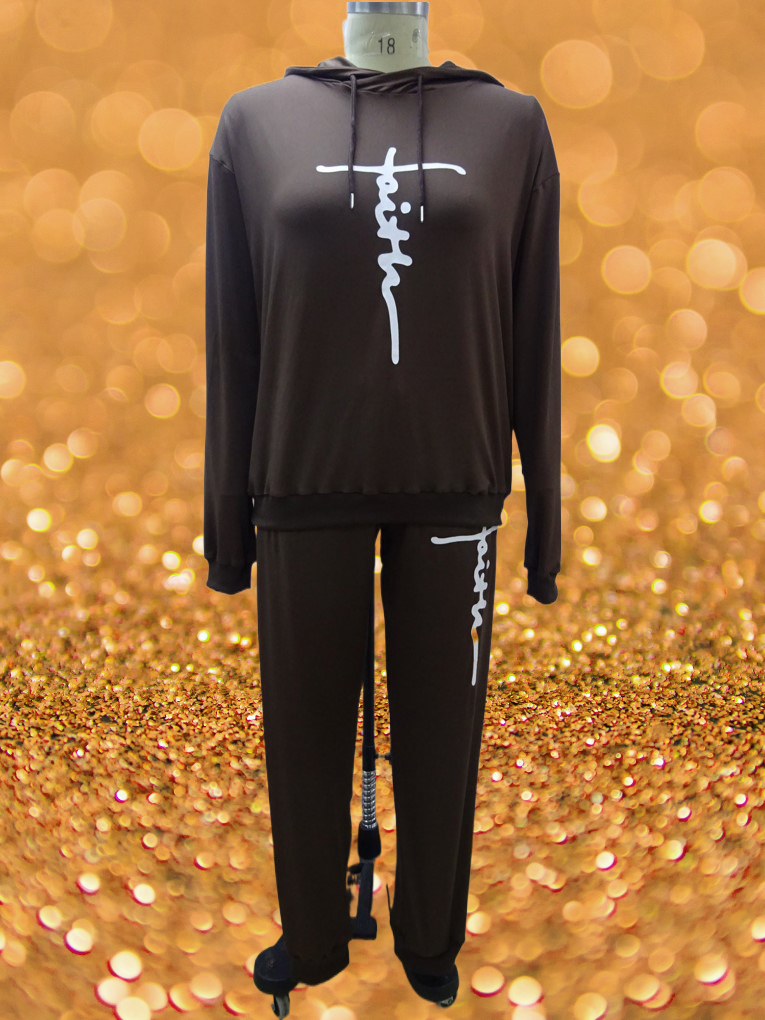 KaraChic - Wholesale Lounge Set - Women's - Women's "FAITH" Print Stylish & Trendy Jogging Set - 221259