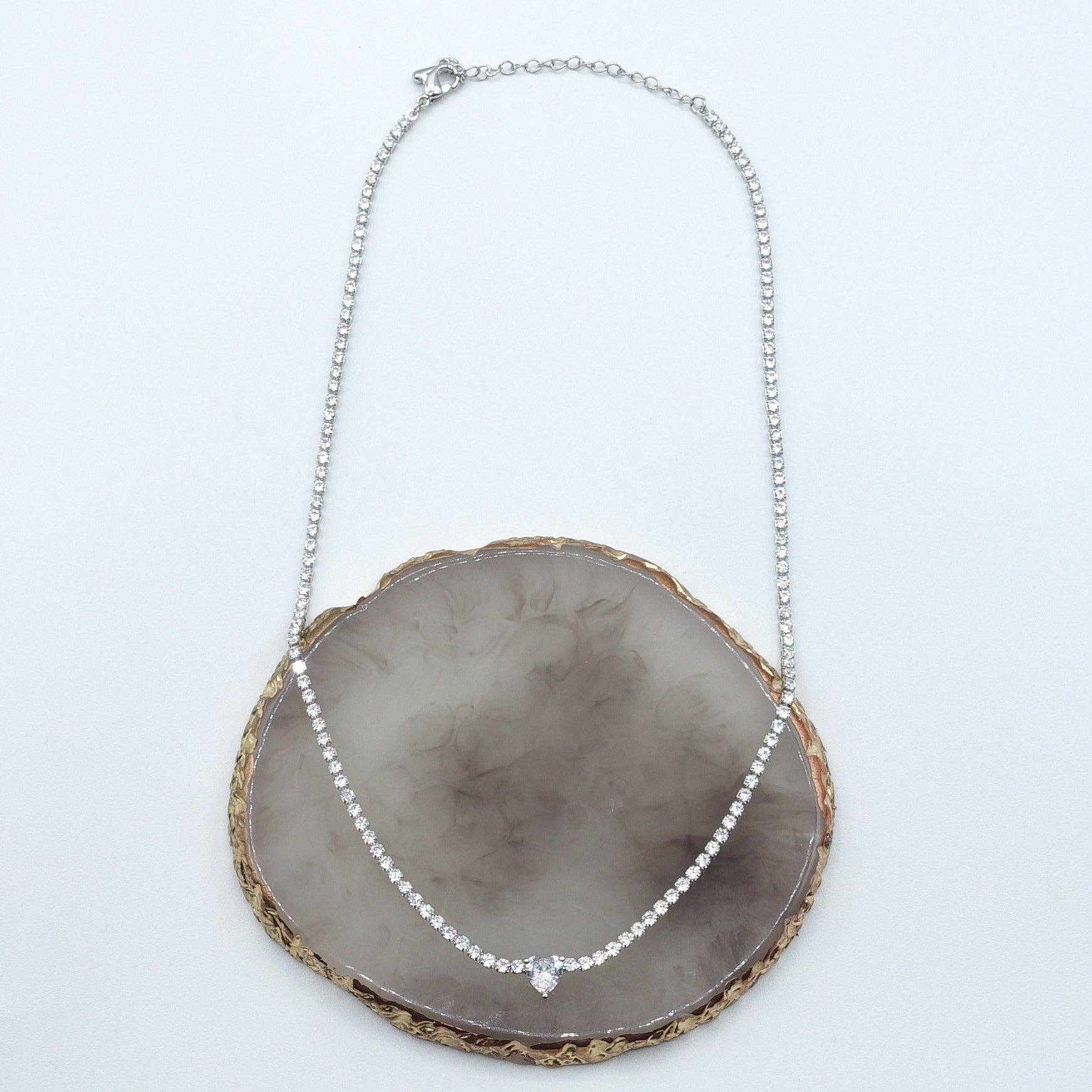 DIANA  -"THE  CRYSTAL SET"- 3 PCS- zirconia necklace+zirconia bracelet+zirconia earrings for wholesale on Faire1