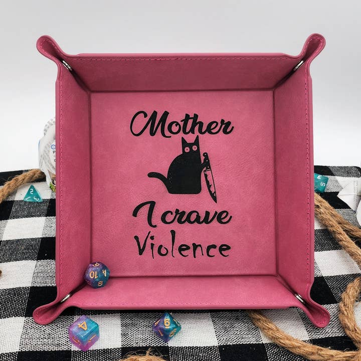 Mother I Crave Violence Cat DND Dice Tray for wholesale by Triangle Treasury