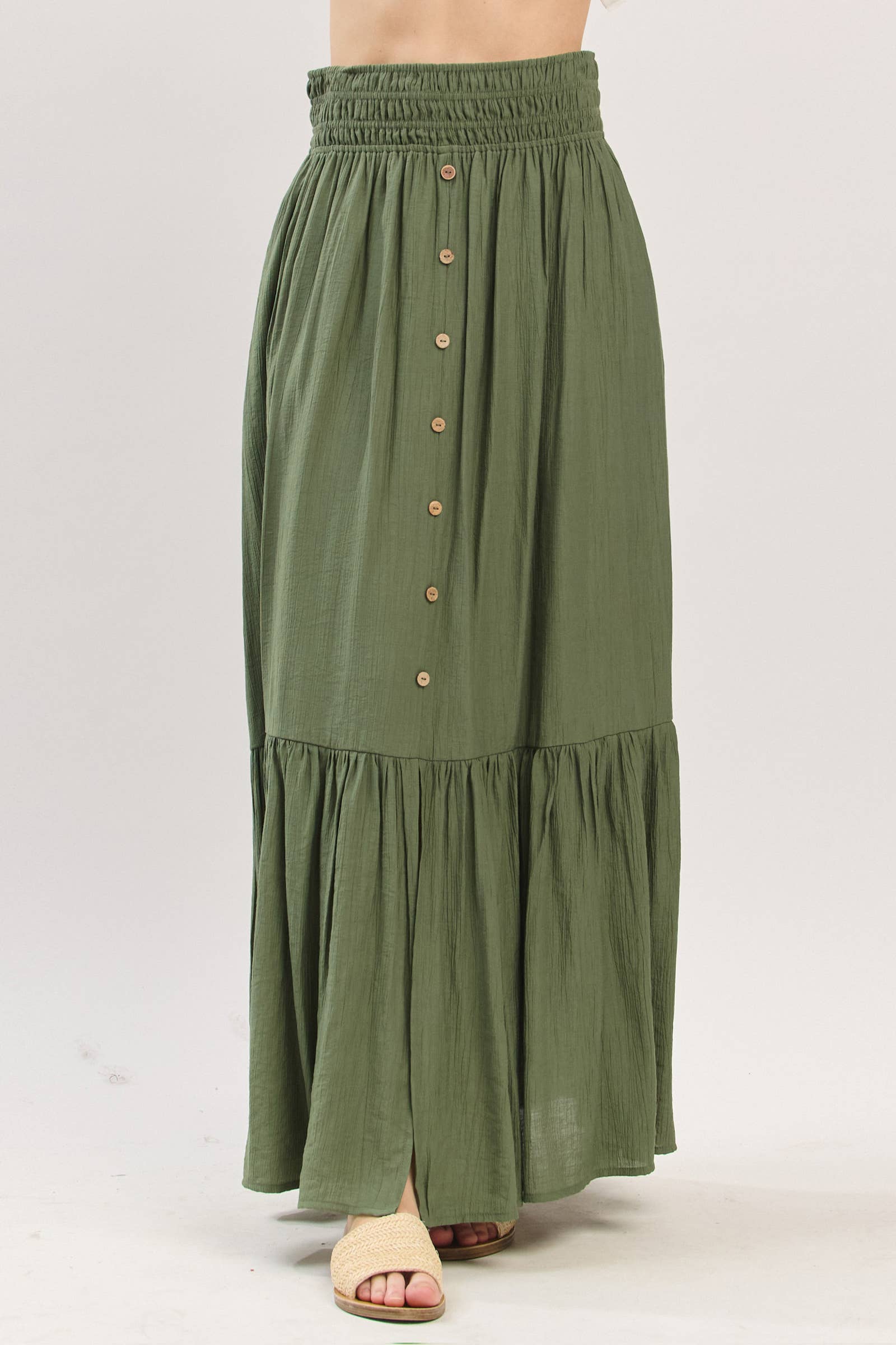 Final Touch - Wholesale Skirt - Women's - Tiered Center Slit Maxi Skirt - VS3399A25