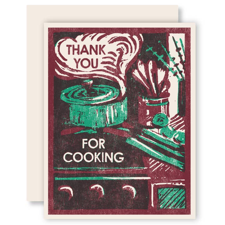 Thank You For Cooking Letterpress Card for wholesale by Heartell Press