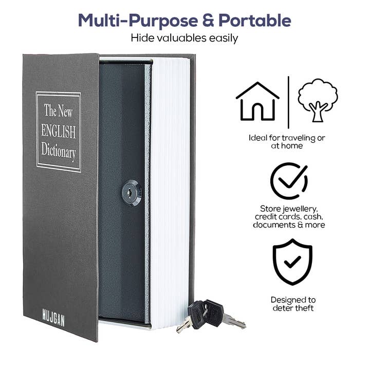 Mtistanbul LTD - Venta al por mayor Libro - Adultos - Caja fuerte para libros segura y discreta con cierre de llave en negro