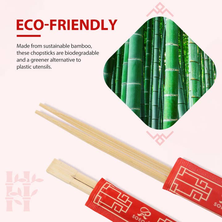 soeos – wholesale Ätpinnar – Soeos Premium Engångs Bambu ätpinnar (100 uppsättningar)