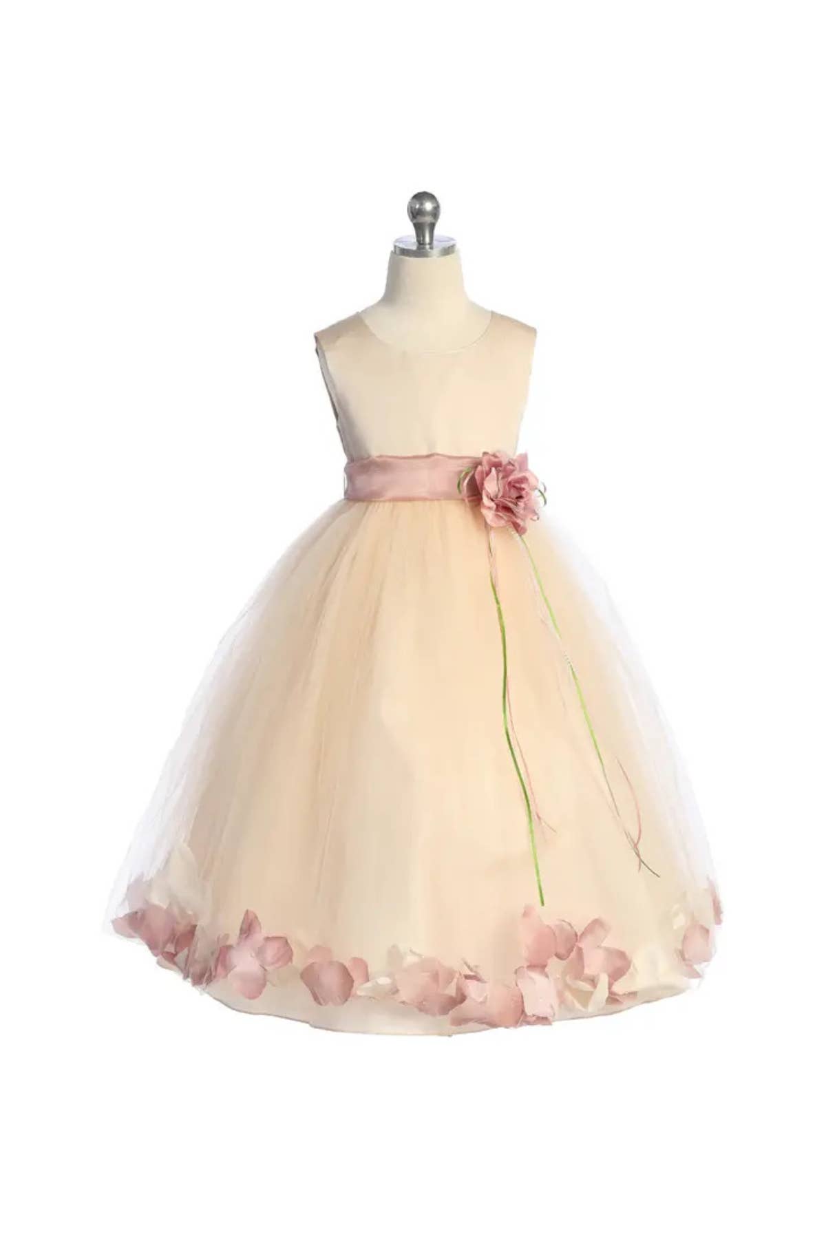 Kid's Dream – wholesale Dress – Baby – Blush Satin Flower Petal Baby Dress5