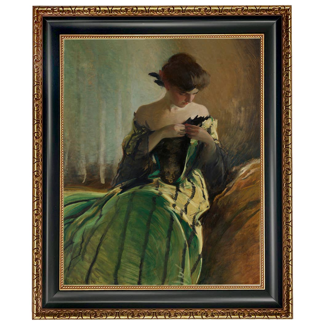 Madison Bay Co. - Historical Home Decor Reproductions - Vendita all'ingrosso Stampa artistica - Stampa su Tela Vintage di Donna in Abito Nero e Verde31