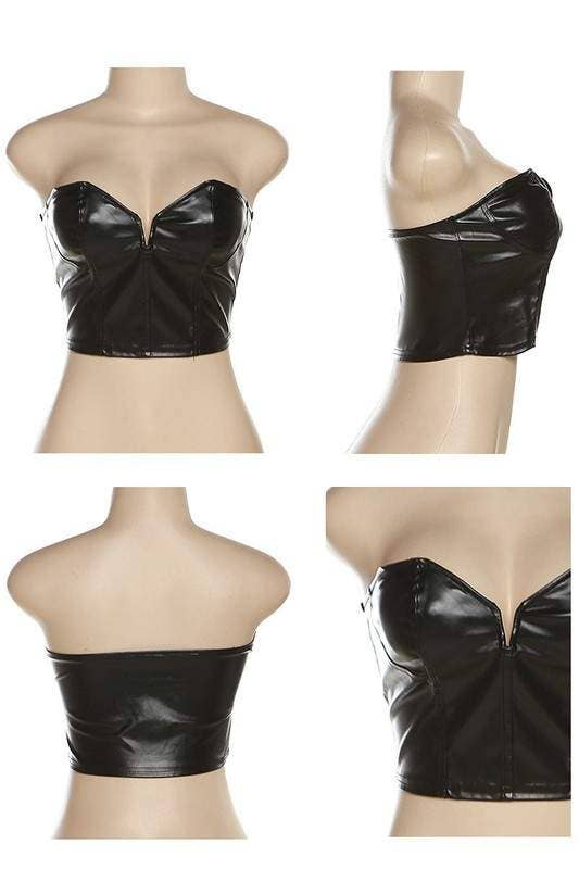 SCHWARZ Kunstleder-Top und Rock-Set für den Großhandel auf Faire3