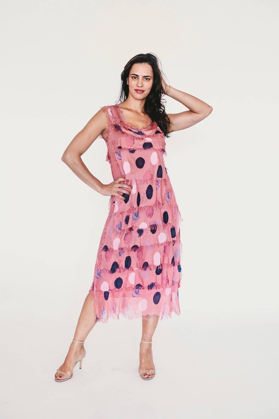 Dance in Paris - Wholesale Dress - Women's - Women's Sleeveless Dots Maxi Dress, Multi Layers4