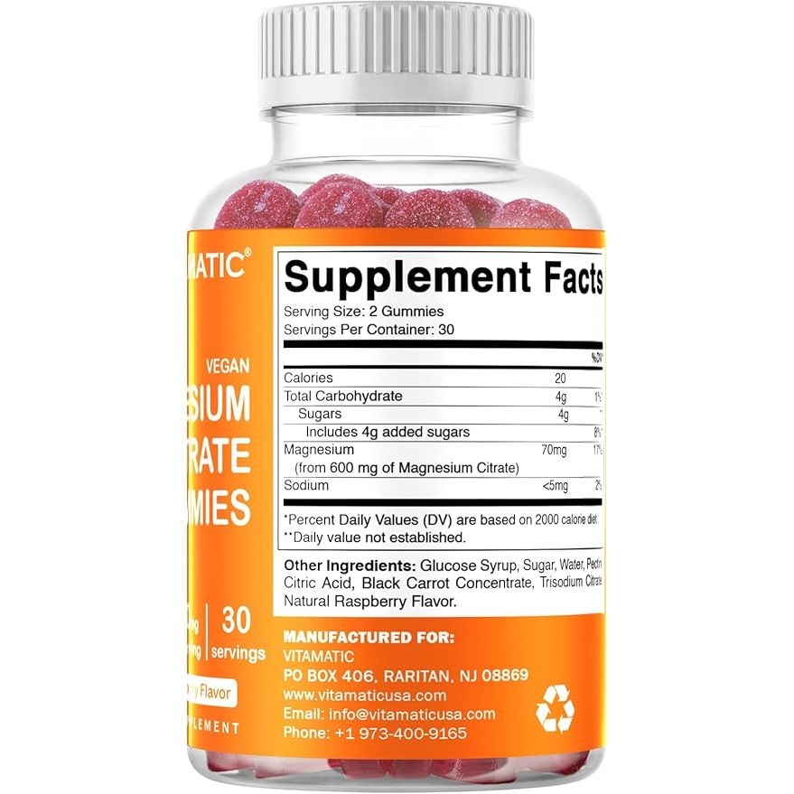 Vitamatic - Wholesale Oral Supplement/Vitamin - Vitamatic Magnesium Citrate Gummies 600mg per Serving8