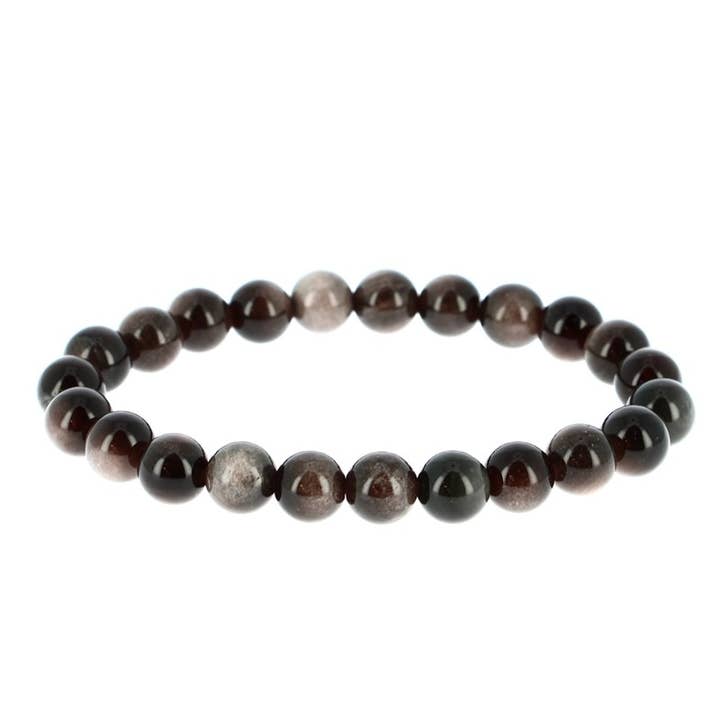 Bracelet Obsidienne Argentée Billes 8 mm pour la vente par Artisans de Madagascar