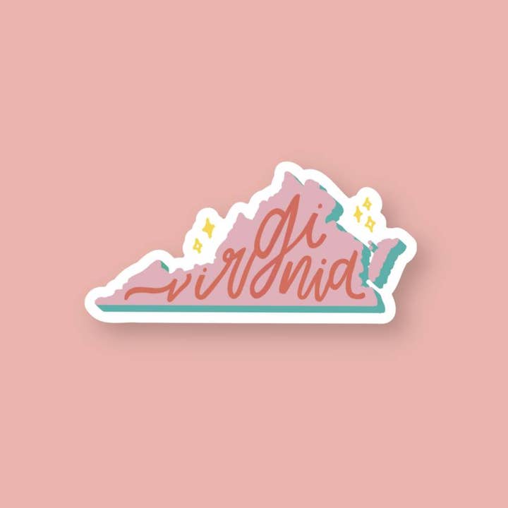 Small Virginia Sticker Pink | Virginia State Stickers for wholesale by Shop Like You Live Here
