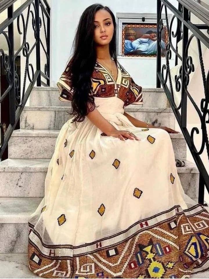 Brown Habesha Kemis per la vendita all'ingrosso da parte di Brhan