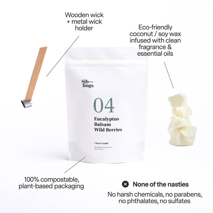 Siblings - Wholesale Jar/Filled Candle - No 04 — Eucalyptus, Balsam, Wild Berries, 10 oz5